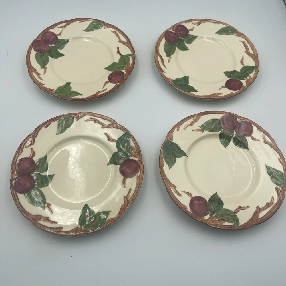 Set of 4 Franciscan Apple Bread & Butter Plates Mid-Century Modern USA Stamp